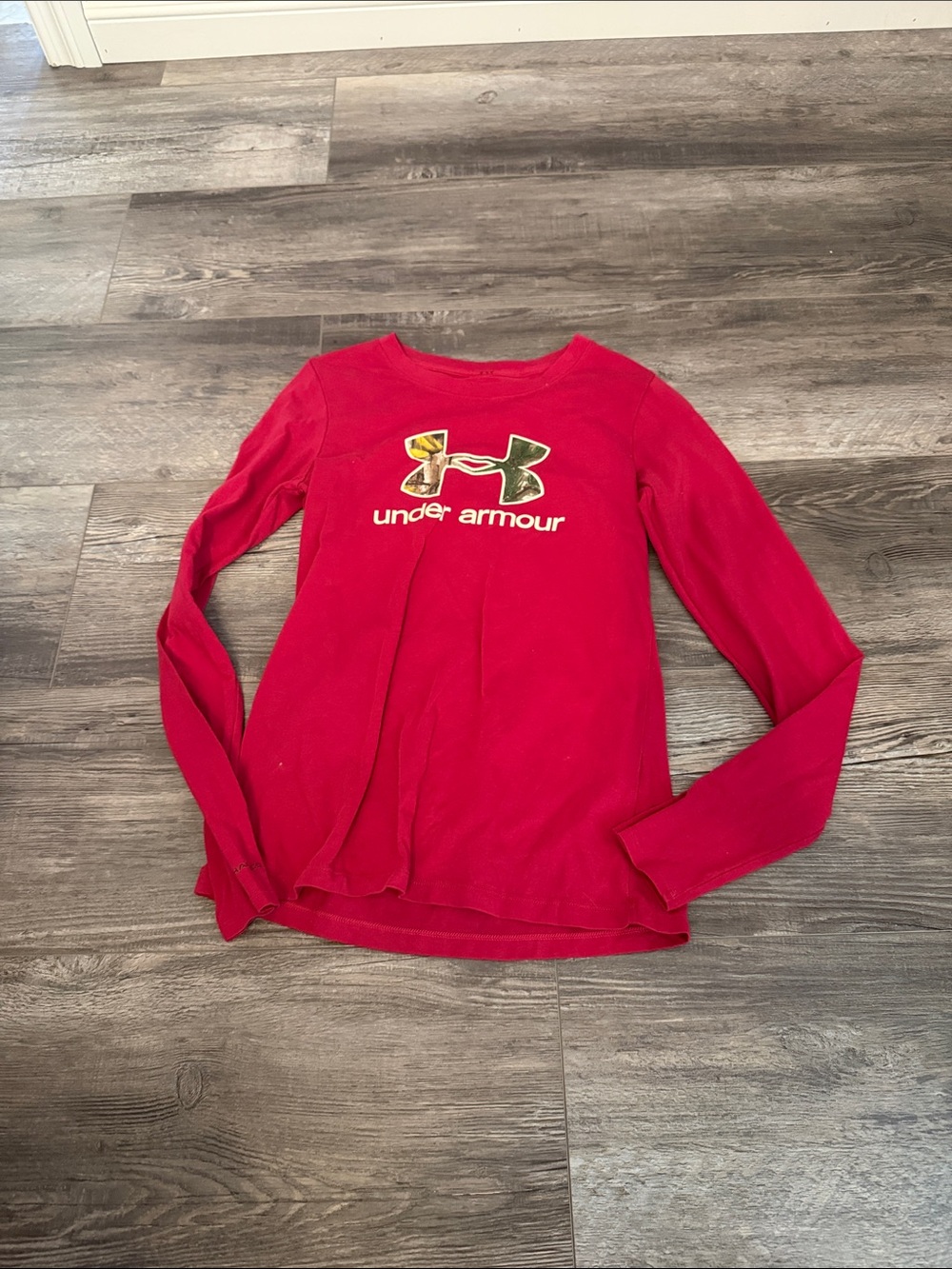Under Armour Pink Long-Sleeve Logo Tee with Camo Logo